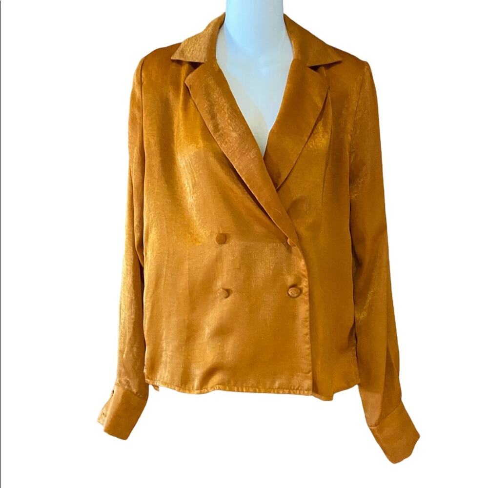 English Factory Mustard Double-Breasted Blouse